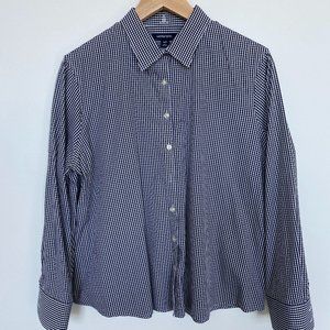 Lands' End Black & White Gingham Button Down 14P